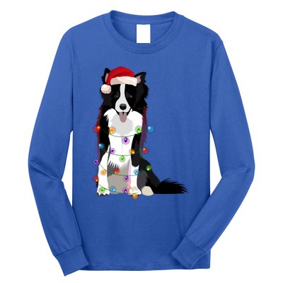 Border Collie Christmas Lights Xmas Dog Lover Cute Gift Long Sleeve Shirt