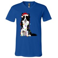 Border Collie Christmas Lights Xmas Dog Lover Cute Gift V-Neck T-Shirt