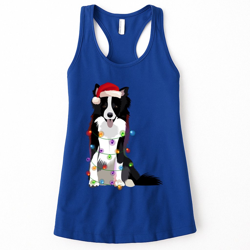 Border Collie Christmas Lights Xmas Dog Lover Cute Gift Womens Tank Top