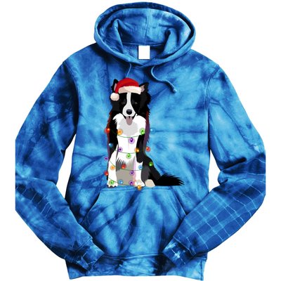 Border Collie Christmas Lights Xmas Dog Lover Cute Gift Tie Dye Hoodie