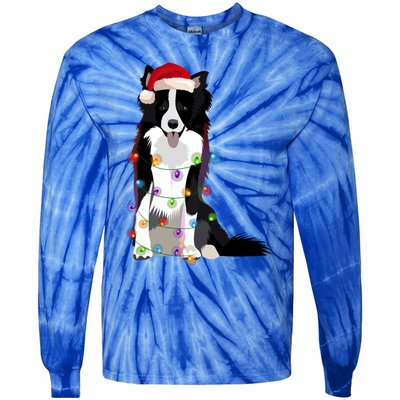 Border Collie Christmas Lights Xmas Dog Lover Cute Gift Tie-Dye Long Sleeve Shirt