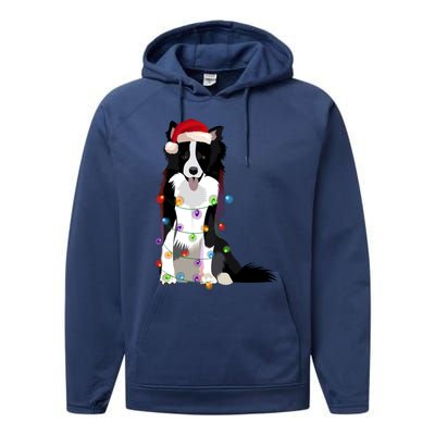 Border Collie Christmas Lights Xmas Dog Lover Cute Gift Performance Fleece Hoodie