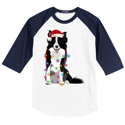 Border Collie Christmas Lights Xmas Dog Lover Cute Gift Baseball Sleeve Shirt