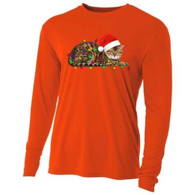 Bengal Cat Christmas Lights Xmas Cat Lover Great Gift Cooling Performance Long Sleeve Crew