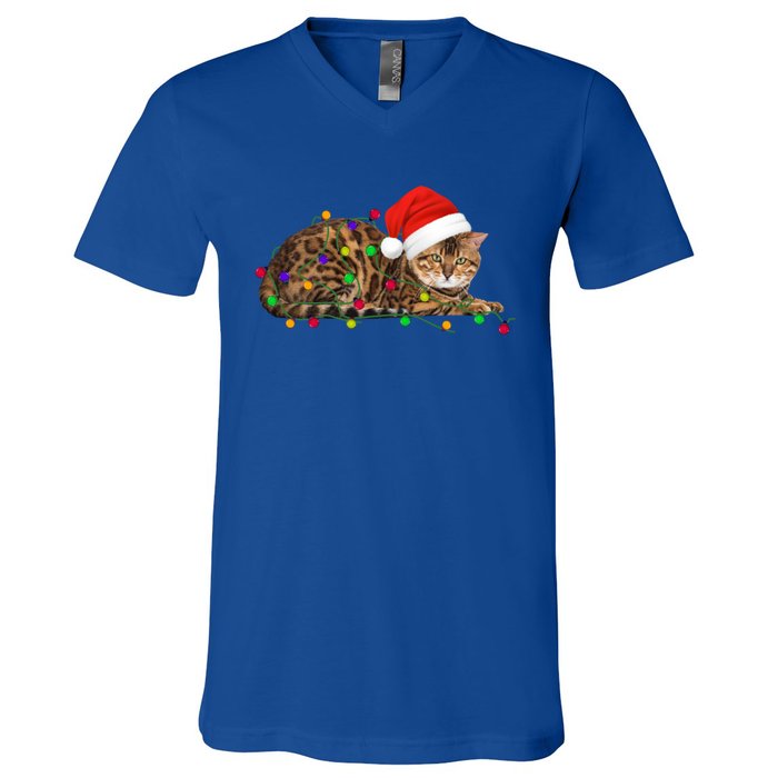 Bengal Cat Christmas Lights Xmas Cat Lover Great Gift V-Neck T-Shirt