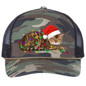 Bengal Cat Christmas Lights Xmas Cat Lover Great Gift Retro Rope Trucker Hat Cap