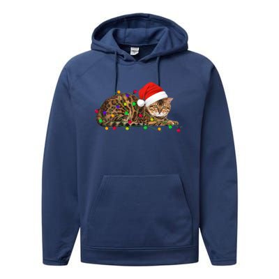 Bengal Cat Christmas Lights Xmas Cat Lover Great Gift Performance Fleece Hoodie