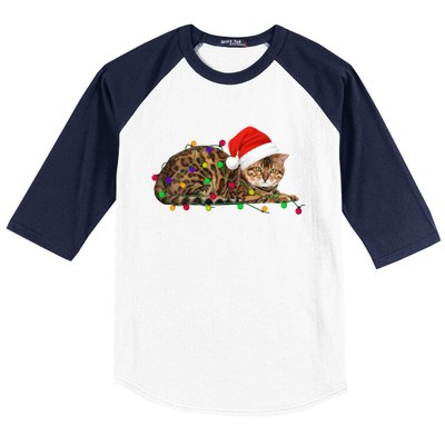 Bengal Cat Christmas Lights Xmas Cat Lover Great Gift Baseball Sleeve Shirt