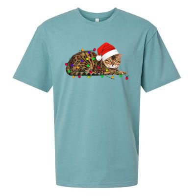 Bengal Cat Christmas Lights Xmas Cat Lover Great Gift Sueded Cloud Jersey T-Shirt