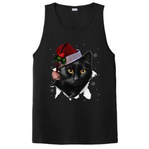 Black Cat Christmas Santa Hat Funny Cat Lover Christmas PosiCharge Competitor Tank