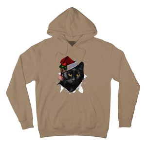 Black Cat Christmas Santa Hat Funny Cat Lover Christmas Hoodie