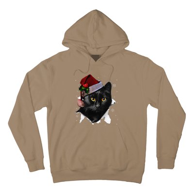 Black Cat Christmas Santa Hat Funny Cat Lover Christmas Hoodie