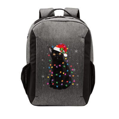 Black Cat Christmas Santa Hat Lights Pajama Xmas Cat Lover Vector Backpack