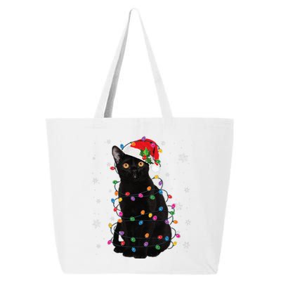 Black Cat Christmas Santa Hat Lights Pajama Xmas Cat Lover 25L Jumbo Tote