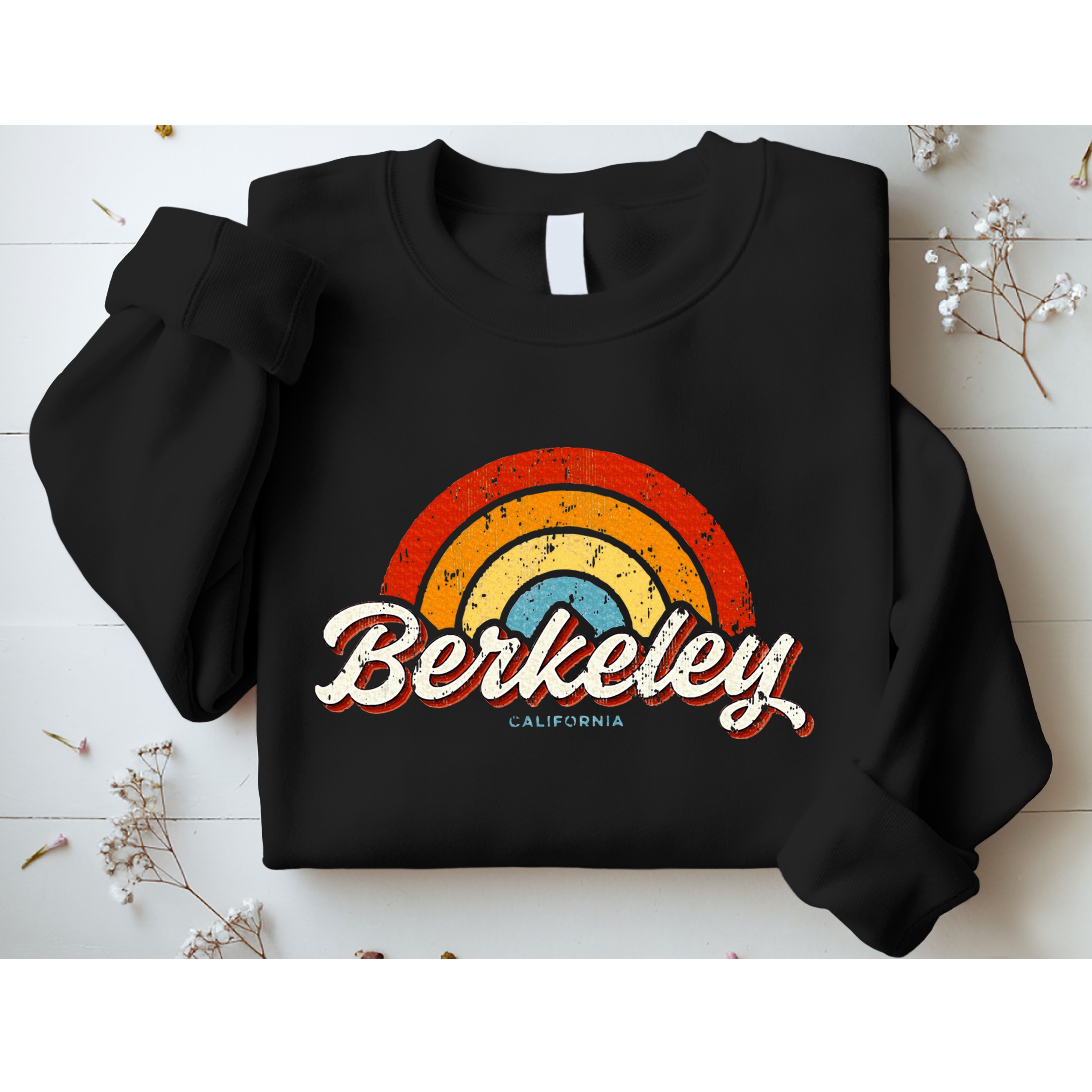 Berkeley California Ca Vintage Rainbow Retro 70s Sweatshirt