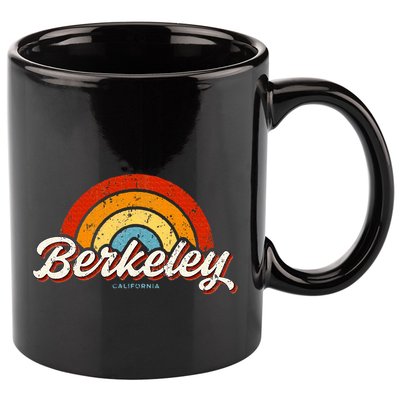 Berkeley California Ca Vintage Rainbow Retro 70s 11oz C Handle Ceramic Mug