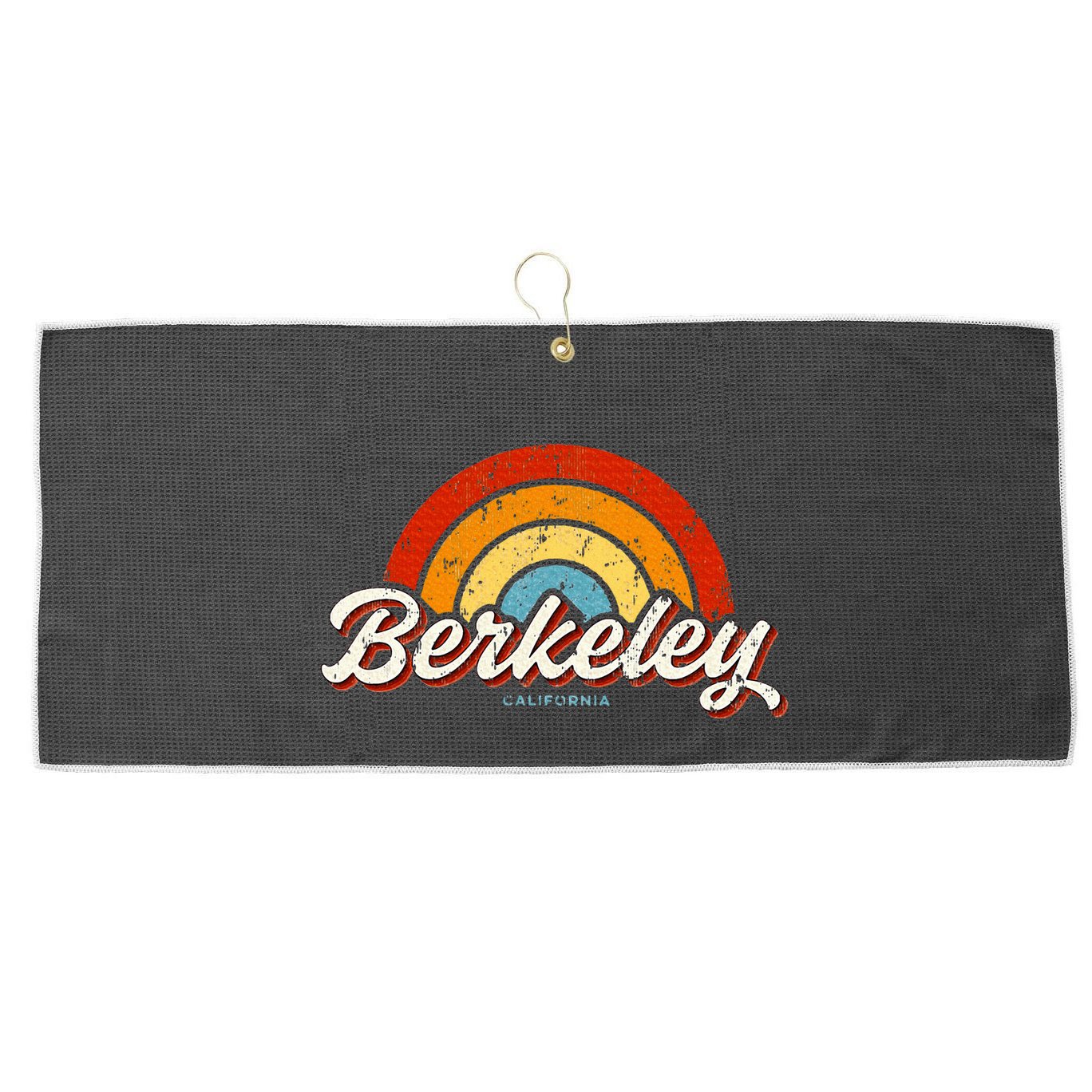 Berkeley California Ca Vintage Rainbow Retro 70s Large Microfiber Waffle Golf Towel