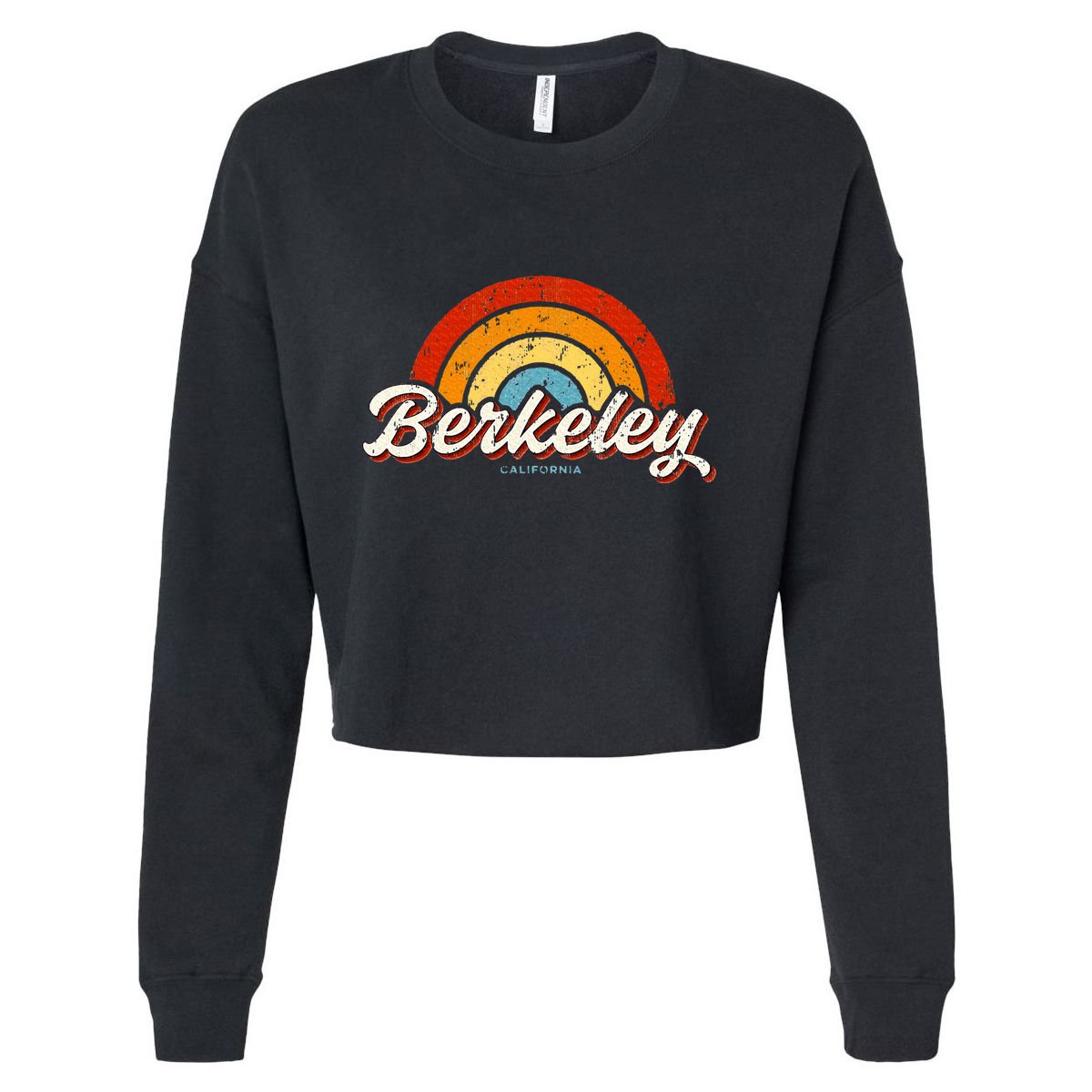 Berkeley California Ca Vintage Rainbow Retro 70s Cropped Pullover Crew