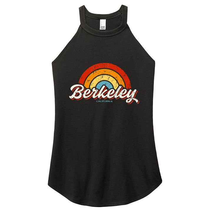Berkeley California Ca Vintage Rainbow Retro 70s Women's Perfect Tri Rocker Tank