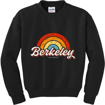 Berkeley California Ca Vintage Rainbow Retro 70s Kids Sweatshirt