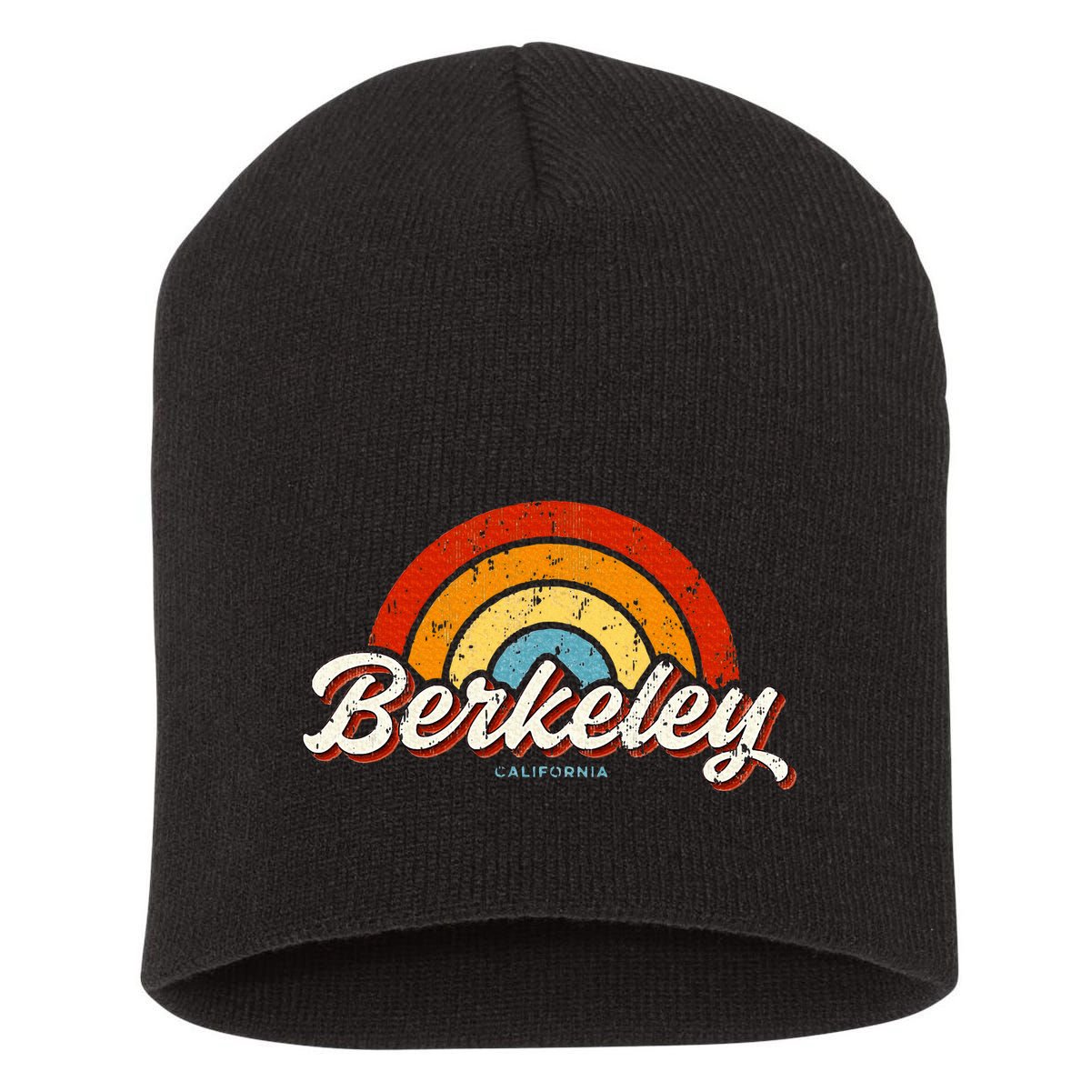 Berkeley California Ca Vintage Rainbow Retro 70s Short Acrylic Beanie