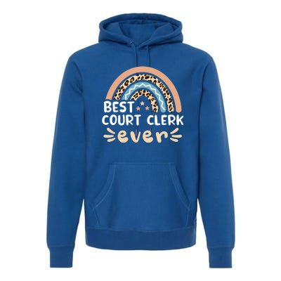 Best Court Clerk Ever Leopard Rainbow Mom Gift Premium Hoodie