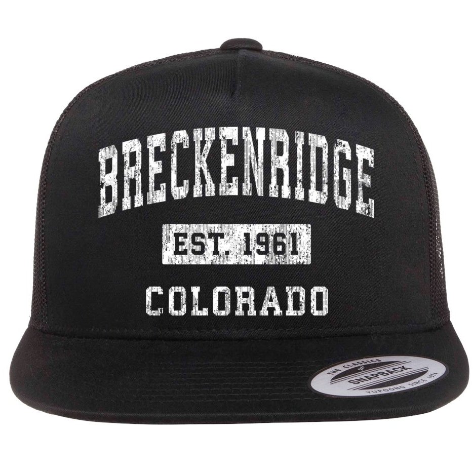 Breckenridge Colorado Co Vintage Sports Flat Bill Trucker Hat