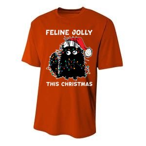 Black Cat Christmas Lights Cat Lover Funny Xmas Pajama Gift Performance Sprint T-Shirt