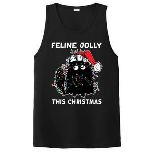 Black Cat Christmas Lights Cat Lover Funny Xmas Pajama Gift PosiCharge Competitor Tank