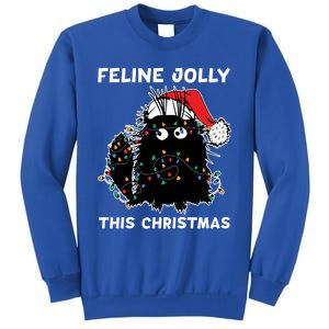 Black Cat Christmas Lights Cat Lover Funny Xmas Pajama Gift Sweatshirt