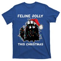 Black Cat Christmas Lights Cat Lover Funny Xmas Pajama Gift T-Shirt