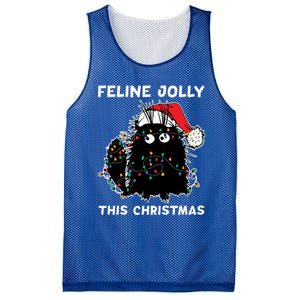 Black Cat Christmas Lights Cat Lover Funny Xmas Pajama Gift Mesh Reversible Basketball Jersey Tank