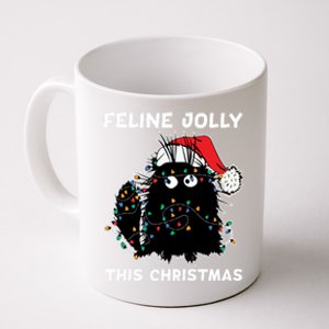 Black Cat Christmas Lights Cat Lover Funny Xmas Pajama Gift Coffee Mug