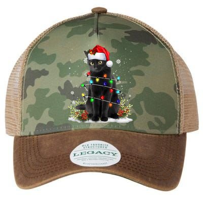 Black Cat Christmas Santa Hat Funny Meowy Cats Women Legacy Tie Dye Trucker Hat