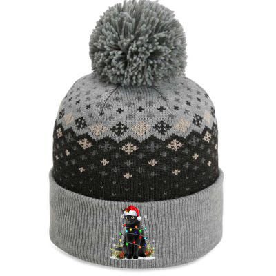 Black Cat Christmas Santa Hat Funny Meowy Cats Women The Baniff Cuffed Pom Beanie