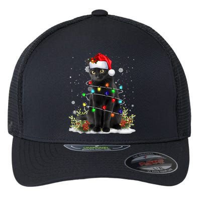 Black Cat Christmas Santa Hat Funny Meowy Cats Women Flexfit Unipanel Trucker Cap