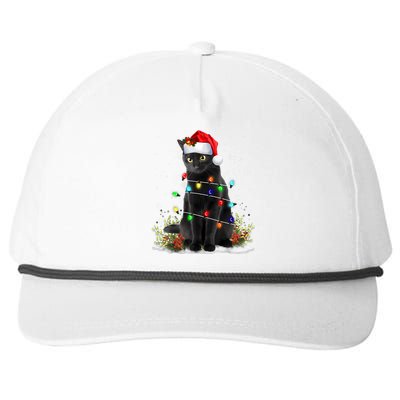 Black Cat Christmas Santa Hat Funny Meowy Cats Women Snapback Five-Panel Rope Hat