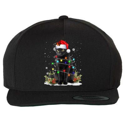 Black Cat Christmas Santa Hat Funny Meowy Cats Women Wool Snapback Cap