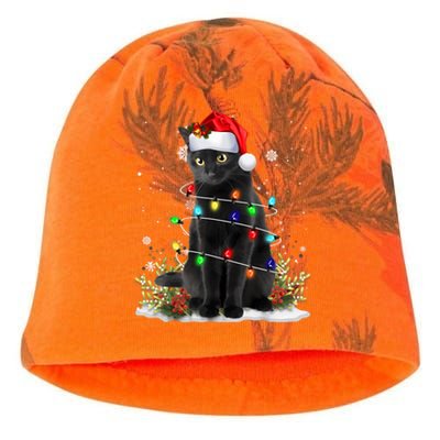 Black Cat Christmas Santa Hat Funny Meowy Cats Women Kati - Camo Knit Beanie