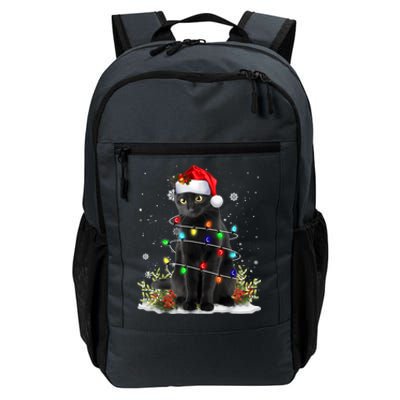 Black Cat Christmas Santa Hat Funny Meowy Cats Women Daily Commute Backpack