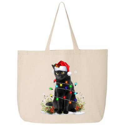 Black Cat Christmas Santa Hat Funny Meowy Cats Women 25L Jumbo Tote