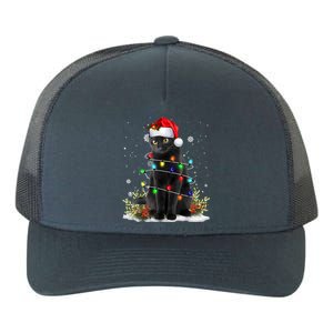 Black Cat Christmas Santa Hat Funny Meowy Cats Women Yupoong Adult 5-Panel Trucker Hat