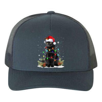 Black Cat Christmas Santa Hat Funny Meowy Cats Women Yupoong Adult 5-Panel Trucker Hat