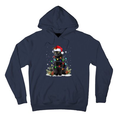 Black Cat Christmas Santa Hat Funny Meowy Cats Women Hoodie