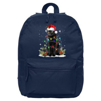 Black Cat Christmas Santa Hat Funny Meowy Cats Women 16 in Basic Backpack