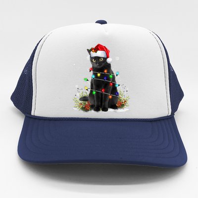 Black Cat Christmas Santa Hat Funny Meowy Cats Women Trucker Hat