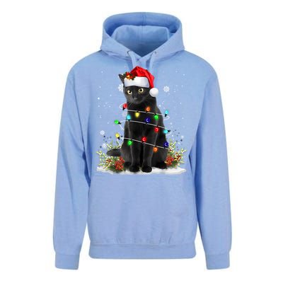 Black Cat Christmas Santa Hat Funny Meowy Cats Women Unisex Surf Hoodie