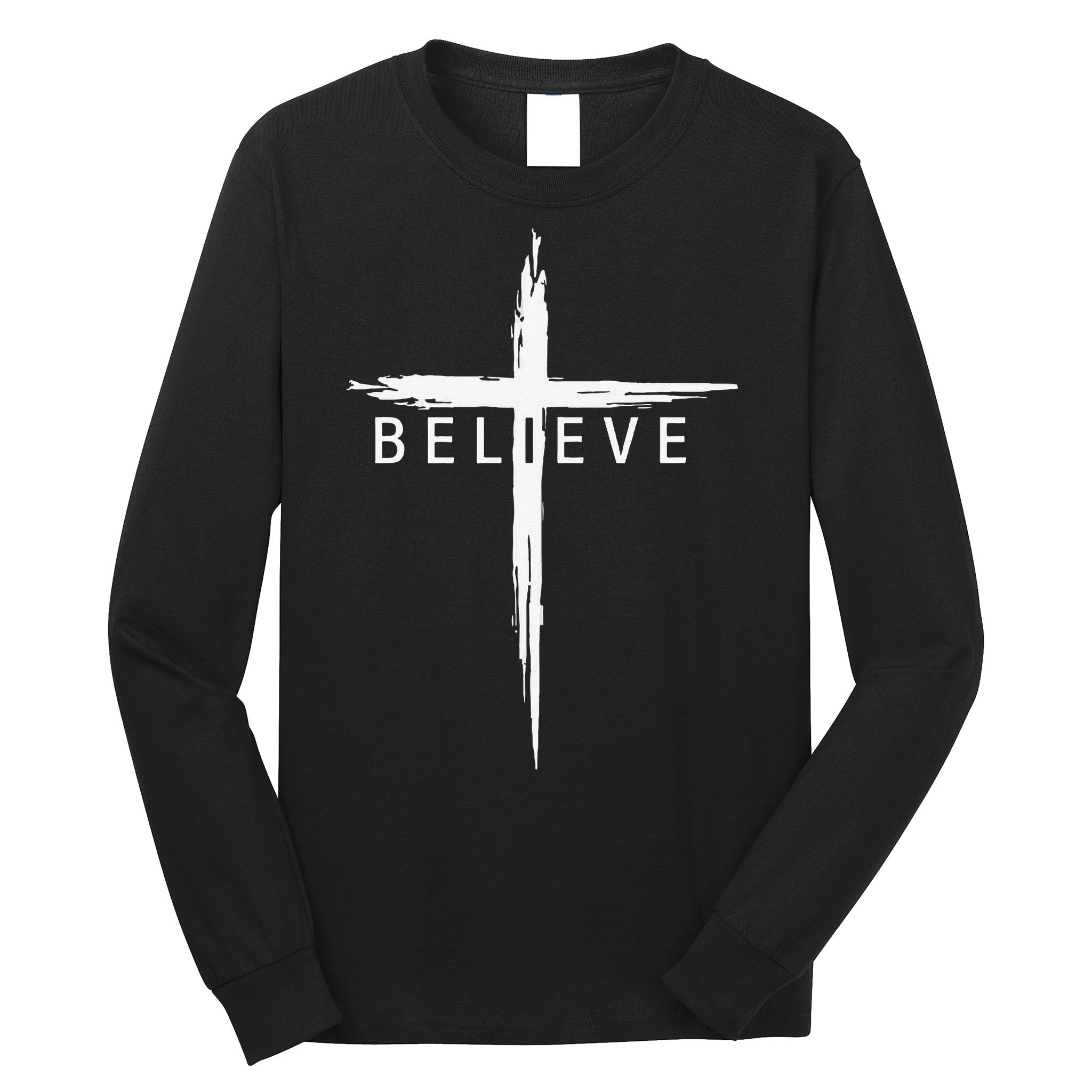 Believe Christian Cross Jesus Christ Christians Men Women Long Sleeve Shirt