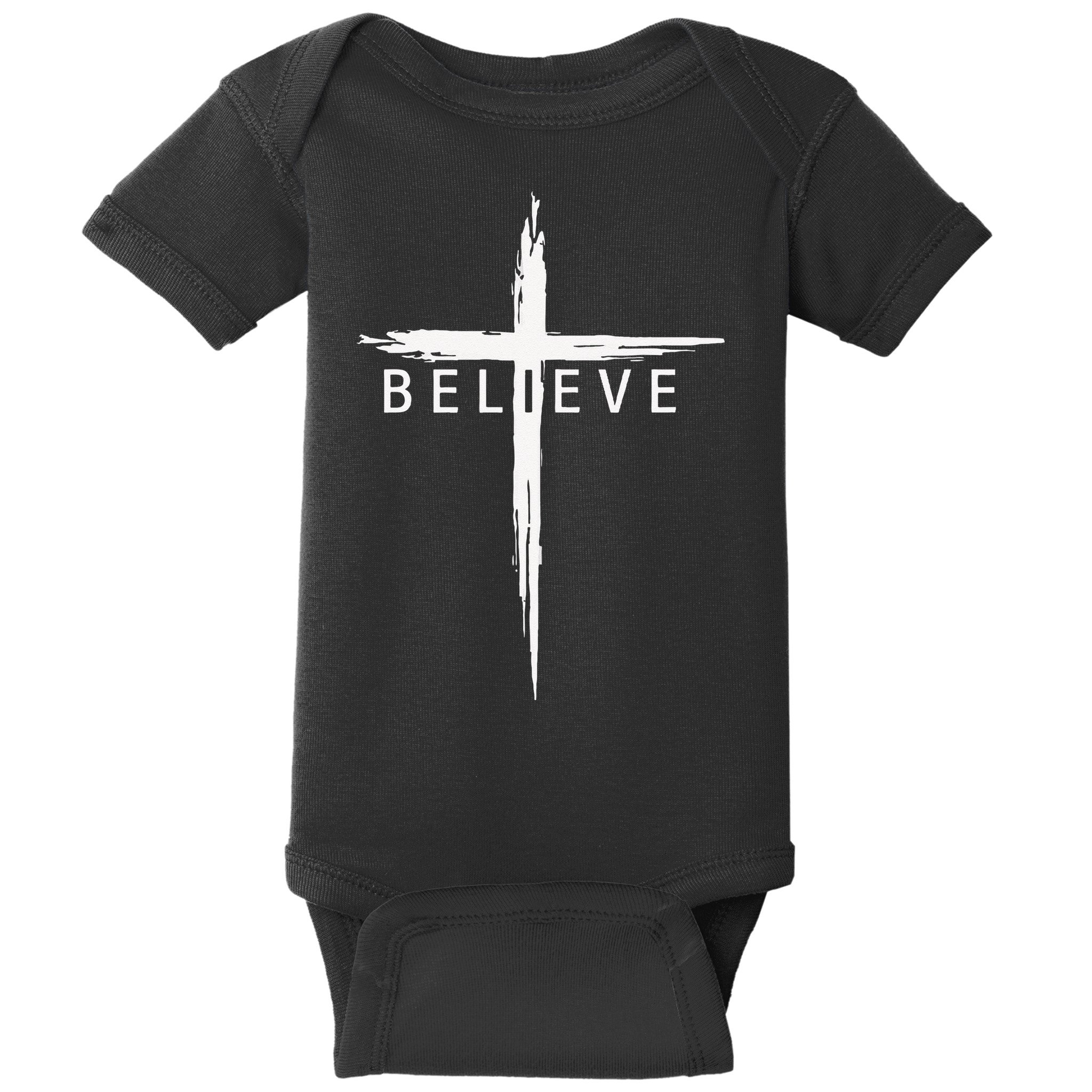 Believe Christian Cross Jesus Christ Christians Men Women Baby Bodysuit