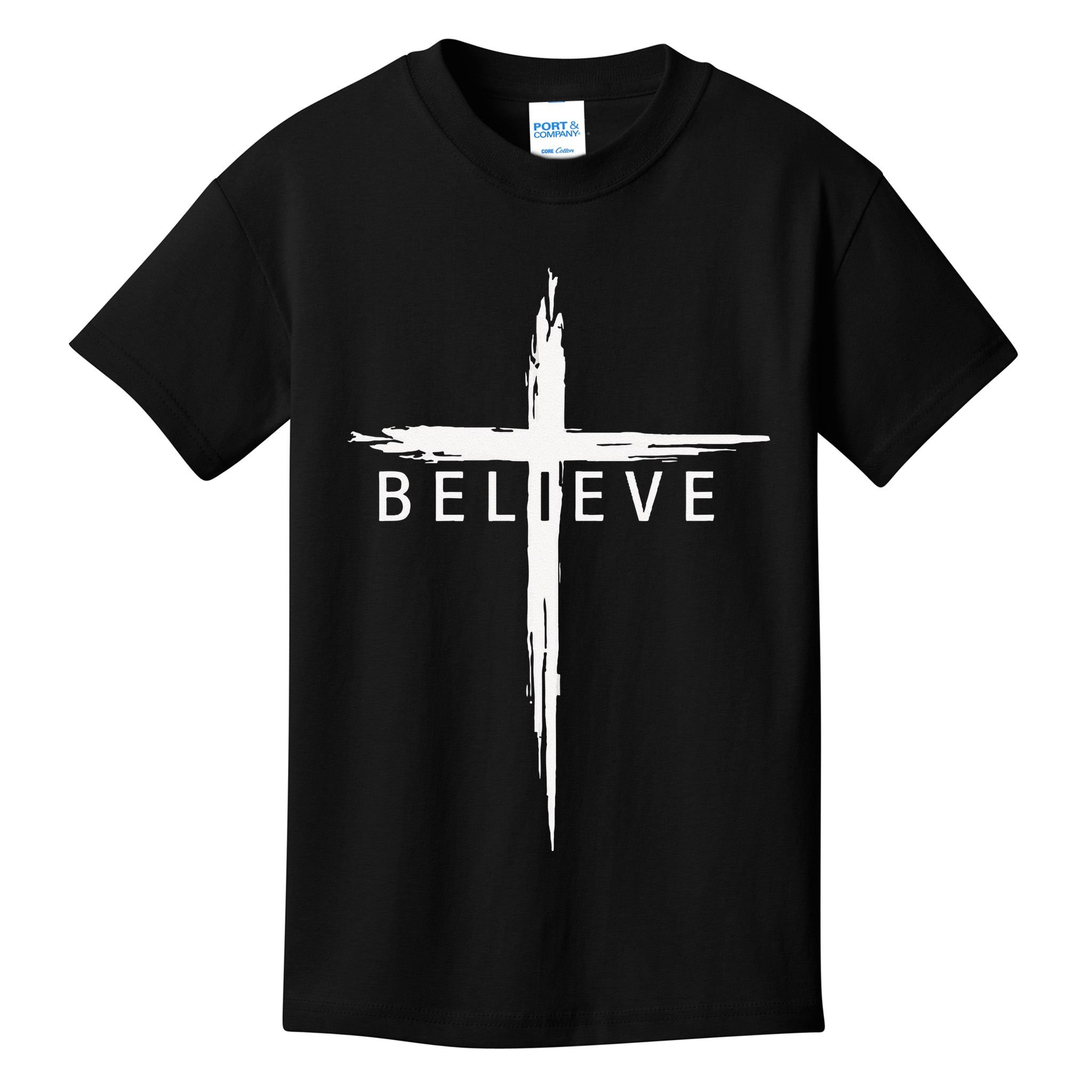 Believe Christian Cross Jesus Christ Christians Men Women Kids T-Shirt